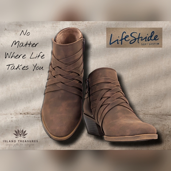 LifeStride Prairie Ankle Boot Sz 7.5M Brown Side Zipper Women - Picture 1 of 17